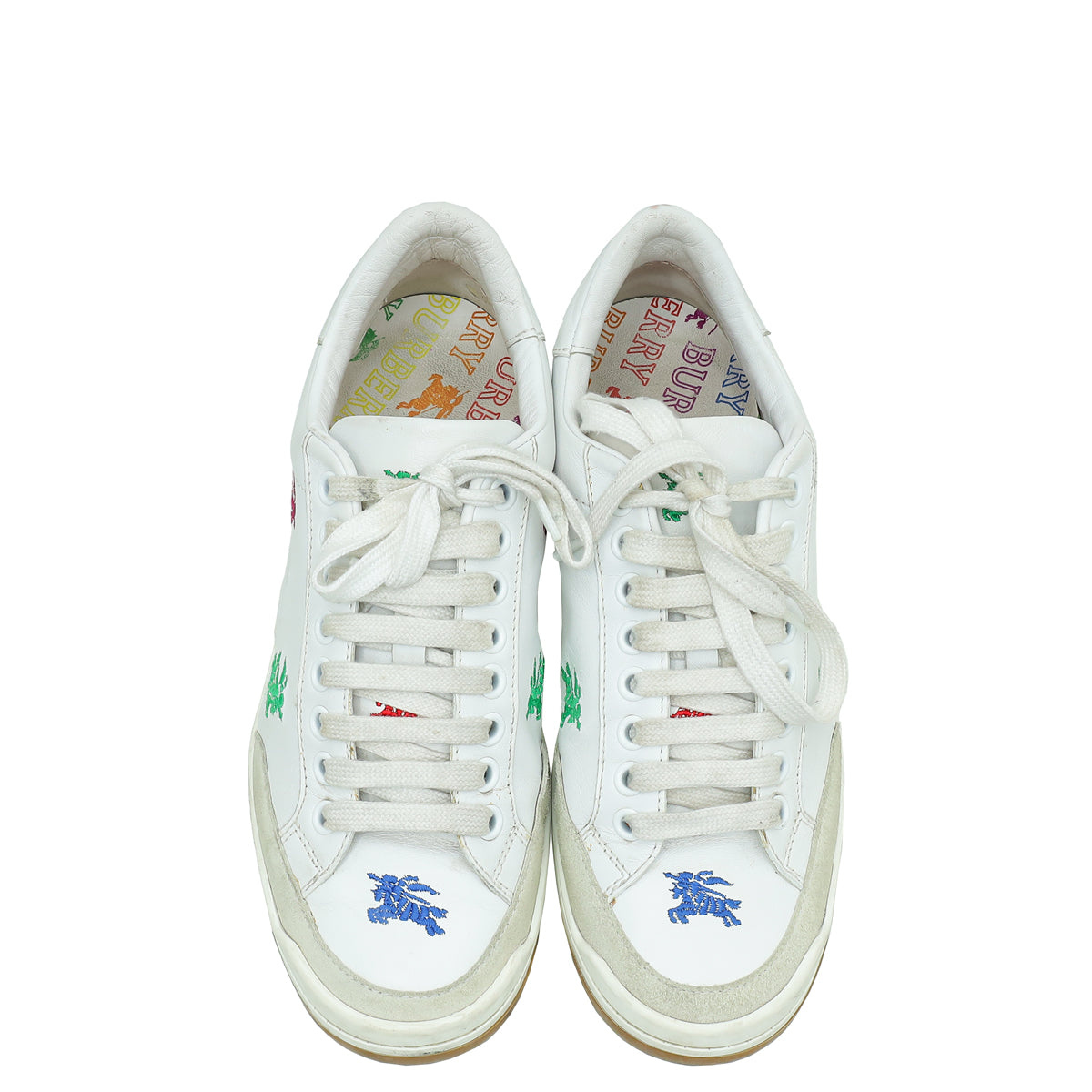 Burberry White Multicolor Timsbury Knight Sneakers 36