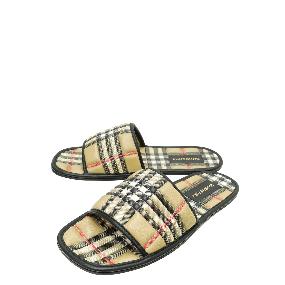 Burberry Archive Beige Quilted Alixa Flat Slide Sandals 36-Burberry-THE CLOSET