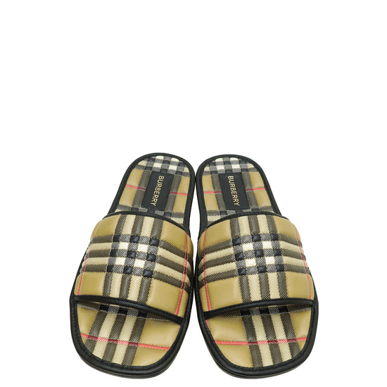 Burberry Archive Beige Quilted Alixa Flat Slide Sandals 36