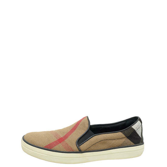 Burberry Bicolor Novacheck Gauden Slip On Sneakers 36