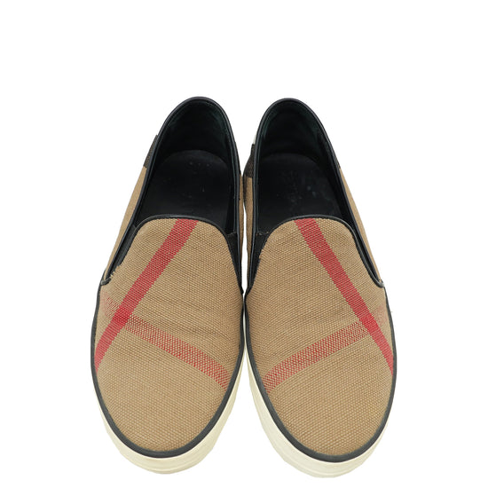 Burberry Bicolor Novacheck Gauden Slip On Sneakers 36