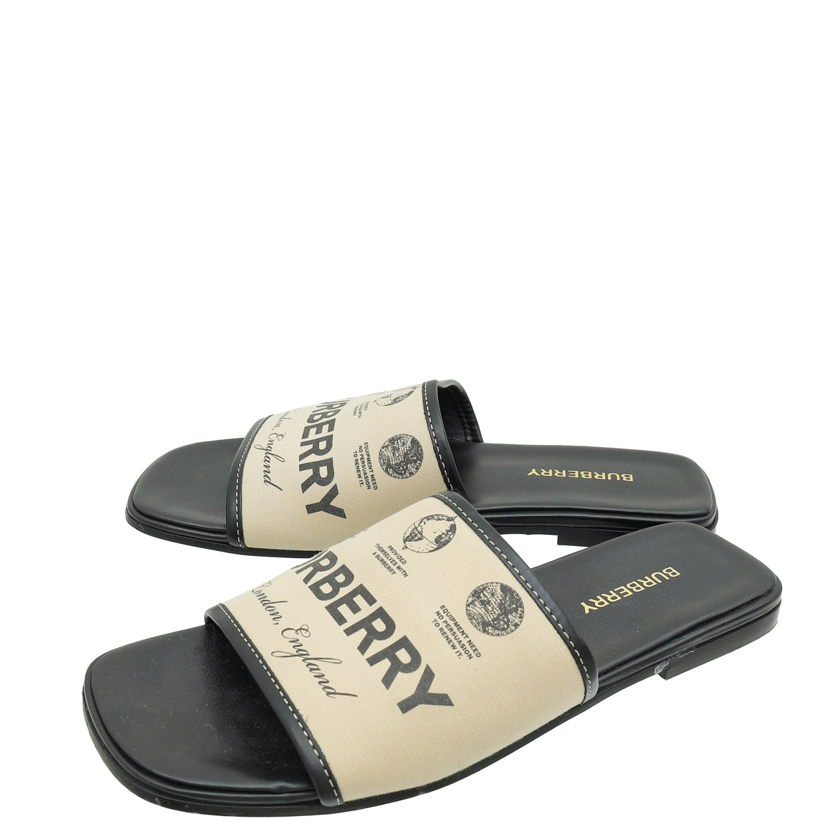Burberry Beige Carolyn Logo Flat Slide Sandals 37-Burberry-THE CLOSET