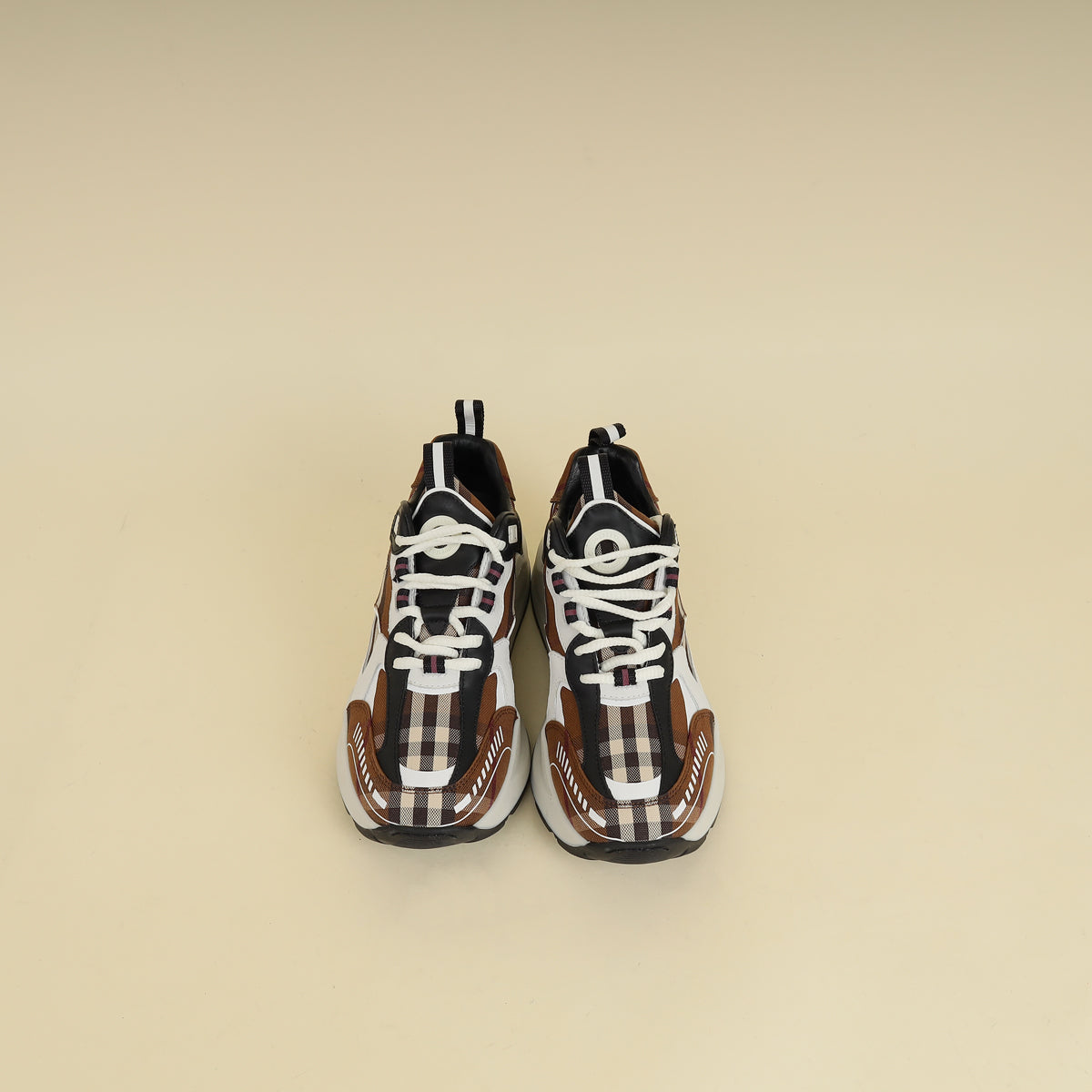 Burberry Dark Brich Brown Vintage Check Sean Sneakers 37-Burberry-THE CLOSET