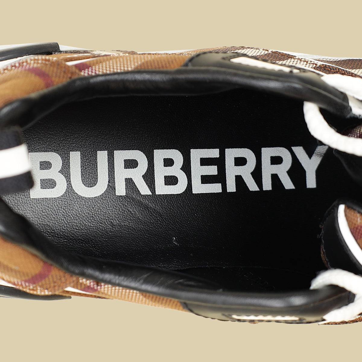 Burberry Dark Brich Brown Vintage Check Sean Sneakers 37-Burberry-THE CLOSET