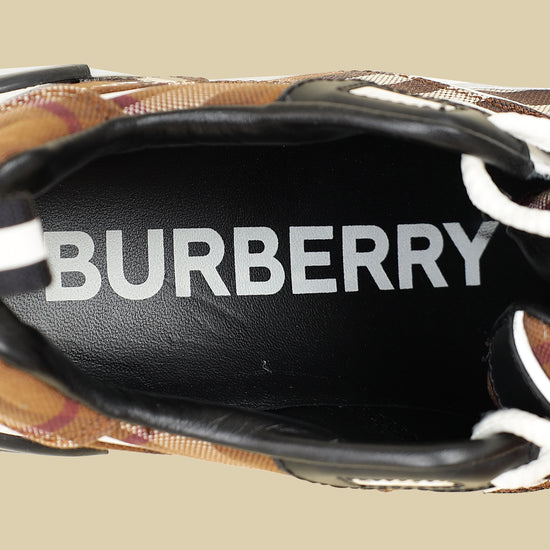 Burberry Dark Brich Brown Vintage Check Sean Sneakers 37-Burberry-THE CLOSET