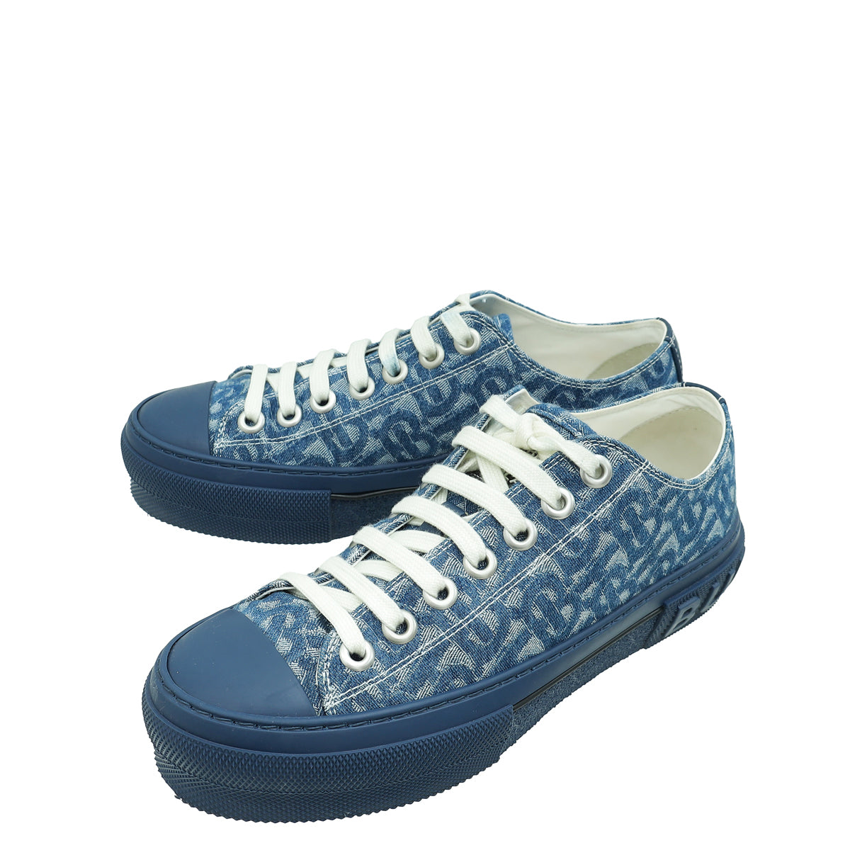 Burberry Blue Denim TB Monogram Jack Sneakers 38-Burberry-THE CLOSET