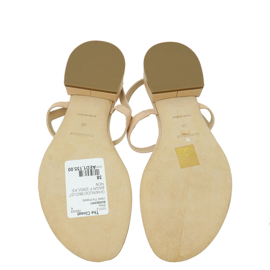 Burberry Nude TB Logo Emily 20 Thong Sandal 38