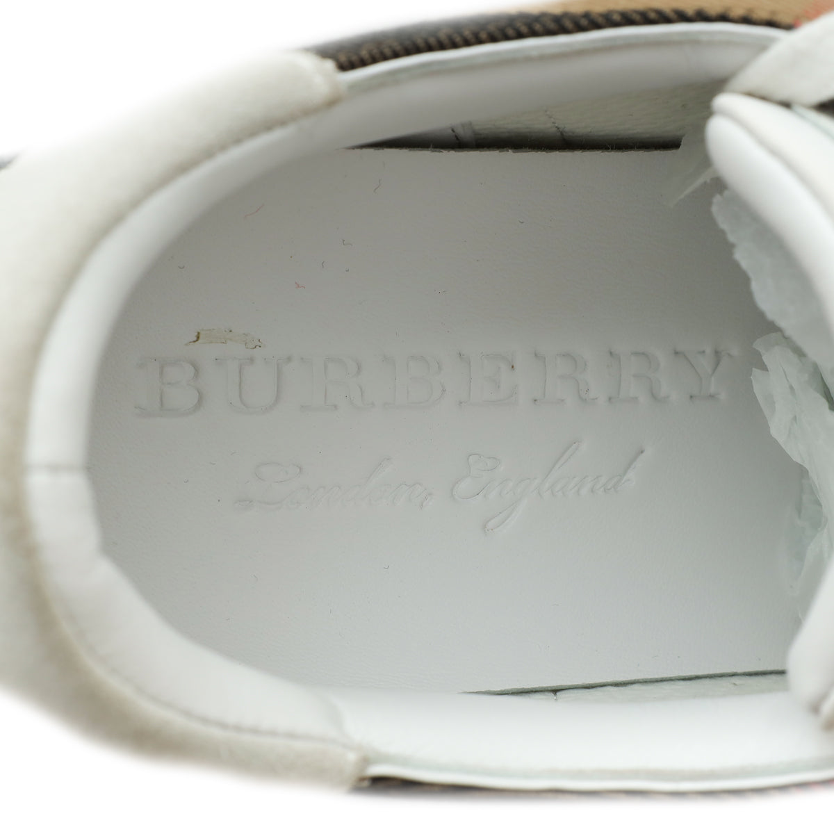 Burberry White Reeth Check Low Sneaker 41