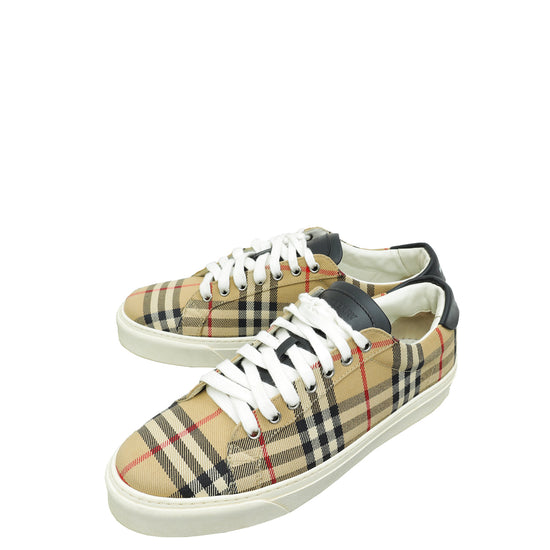 Burberry Beige Archive Rangleton Check Low Top Sneaker 43