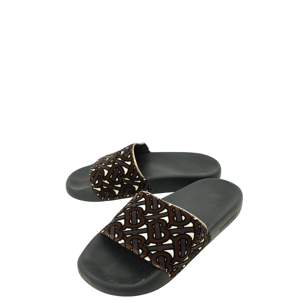 Burberry Bicolor Furley Tb Flock Leather Pool Slides 36-Burberry-THE CLOSET