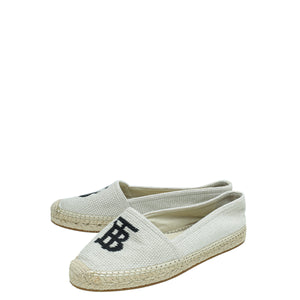 Burberry قبالة White Tb Tabitha Canvas Espadrille 38