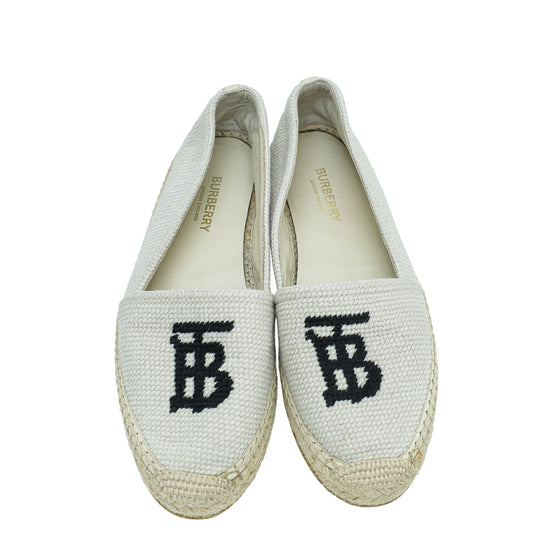 Burberry Off White TB Tabitha Canvas Espadrille 38