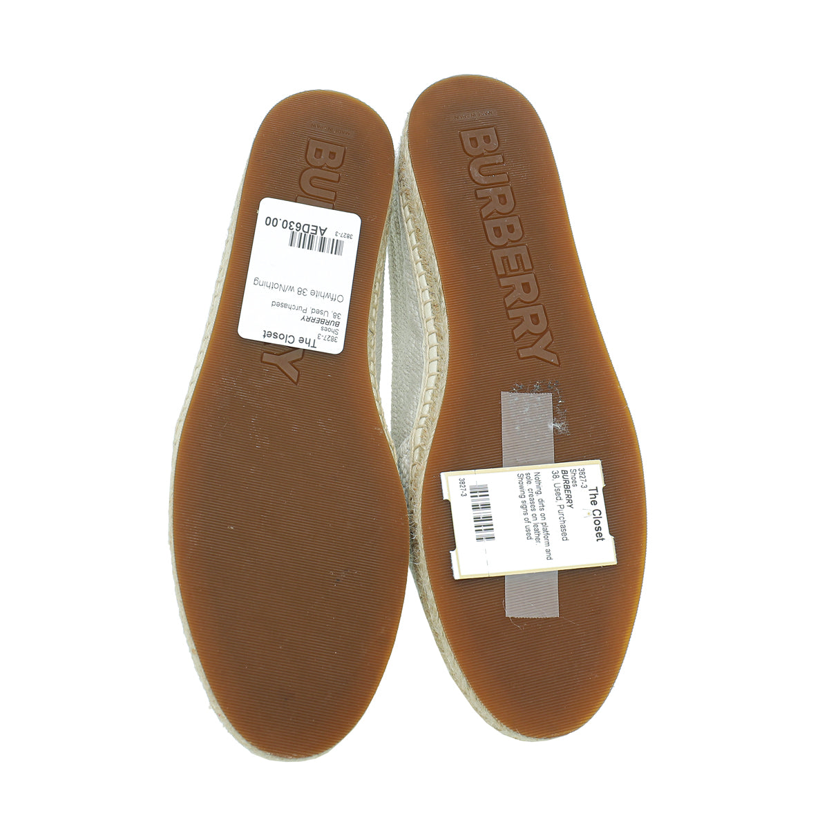 Burberry Off White TB Tabitha Canvas Espadrille 38