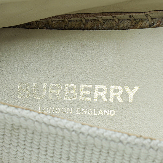 Burberry Off White TB Tabitha Canvas Espadrille 38