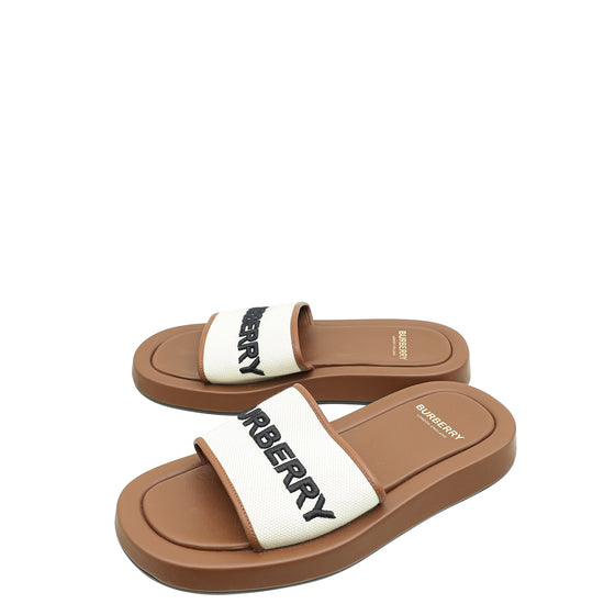 Burberry Bicolor Fussbett Logo Slide Sandals 38