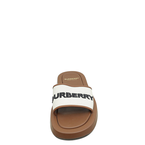 Burberry Bicolor Fussbett Logo Slide Sandals 38