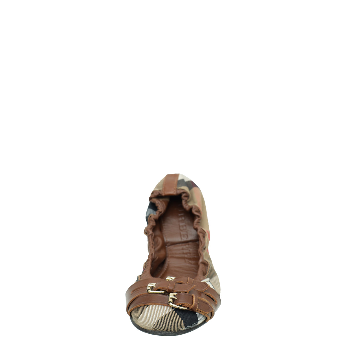 Burberry Bicolor Housecheck Bridle Flat Ballerina 38-Burberry-THE CLOSET