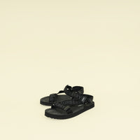 Burberry Black Patterson Velcro Flat Sandals 39