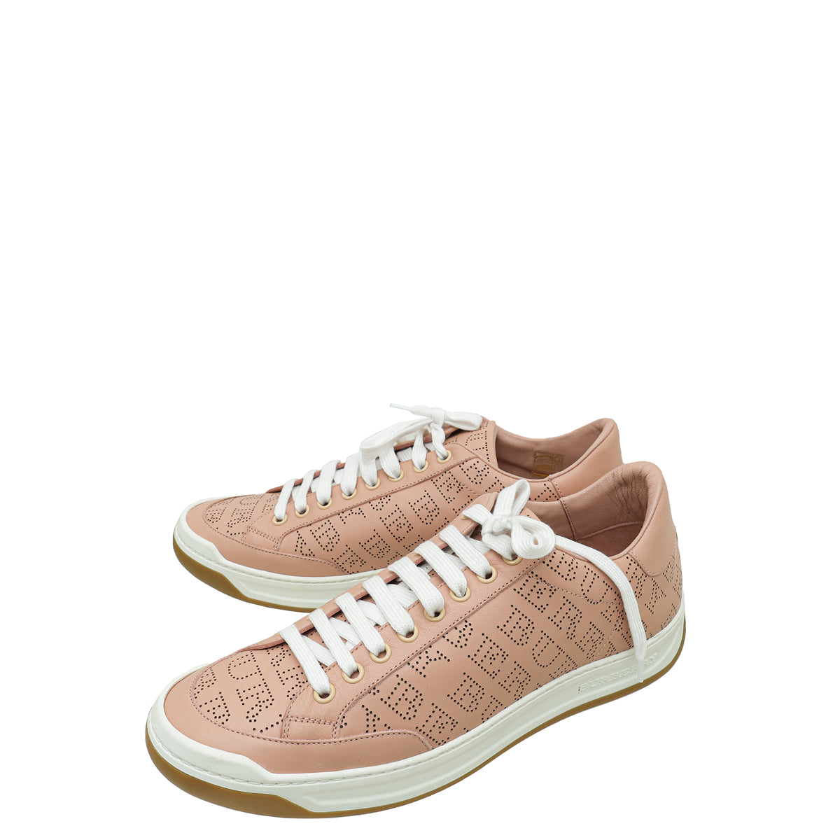 Burberry Pale Fawn Pink Perforated Timsbury Sneakers 41-Burberry-THE CLOSET