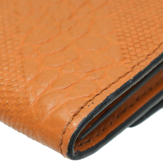Burberry Orange Embossed Check Continental Wallet