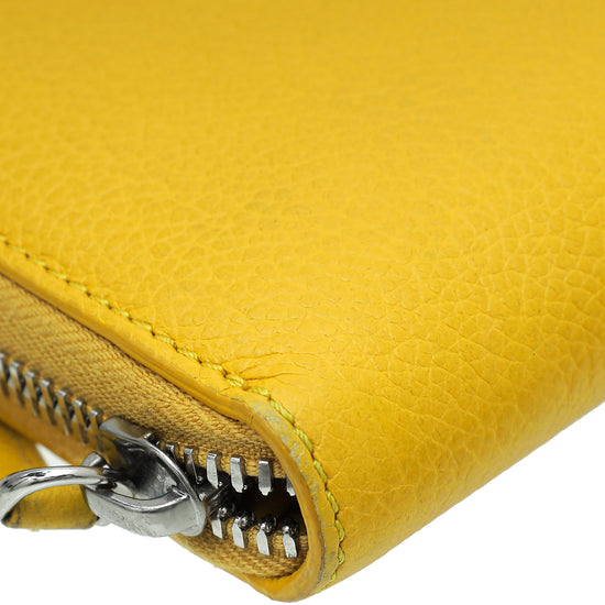 Burberry Yellow Zip Around Organizer Wallet