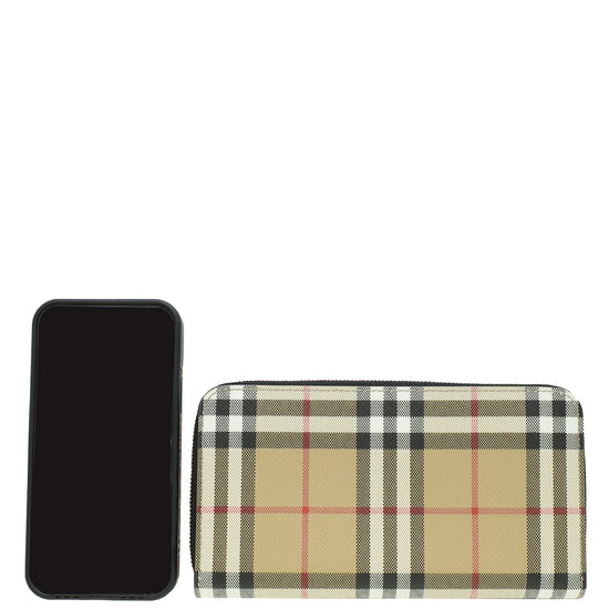 Burberry Multicolor Vintage Check Long Zippy Wallet