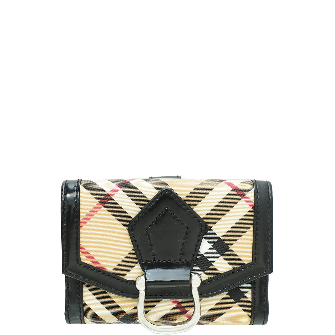Burberry Bicolor Nova Check Buckle Compact Wallet-Burberry-THE CLOSET
