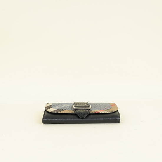Burberry Bicolor Nova Check Buckle Sequins Continental Wallet