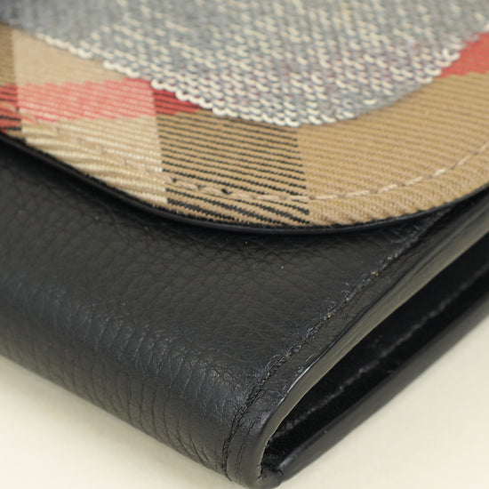Burberry Bicolor Nova Check Buckle Sequins Continental Wallet