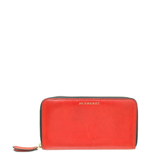 Burberry Red Zip Around Large Wallet