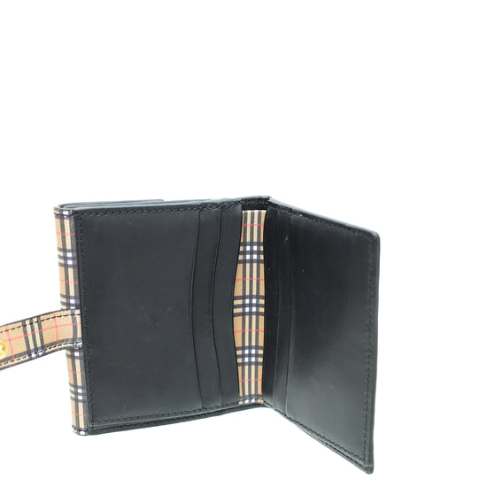 Burberry Black Vintage Check French Small Wallet