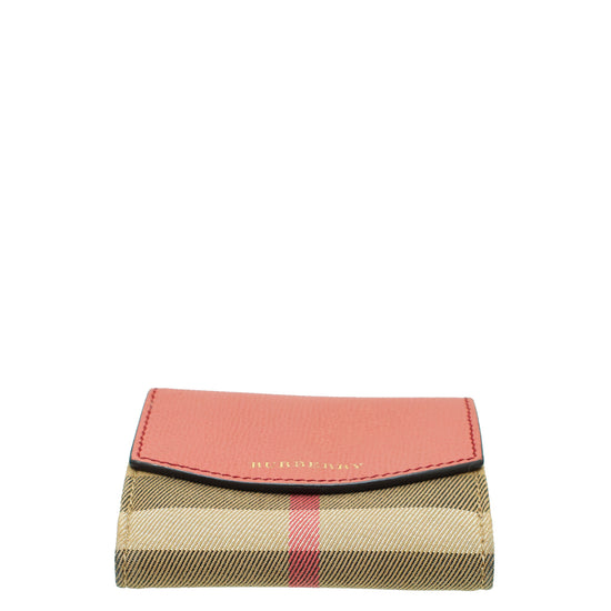 Burberry Old Rose House Check French Wallet