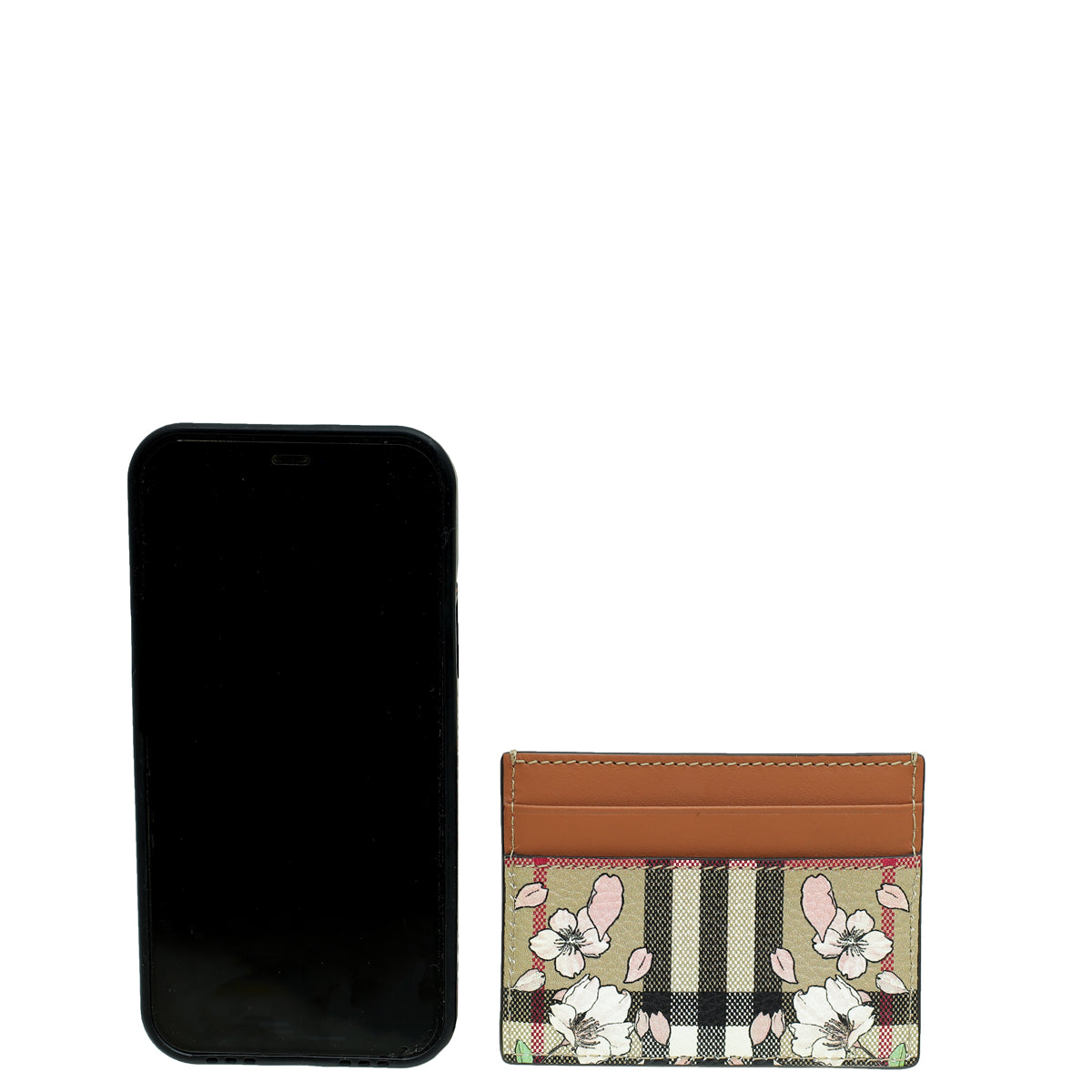 Burberry Bicolor Floral Check Card Holder-Burberry-THE CLOSET