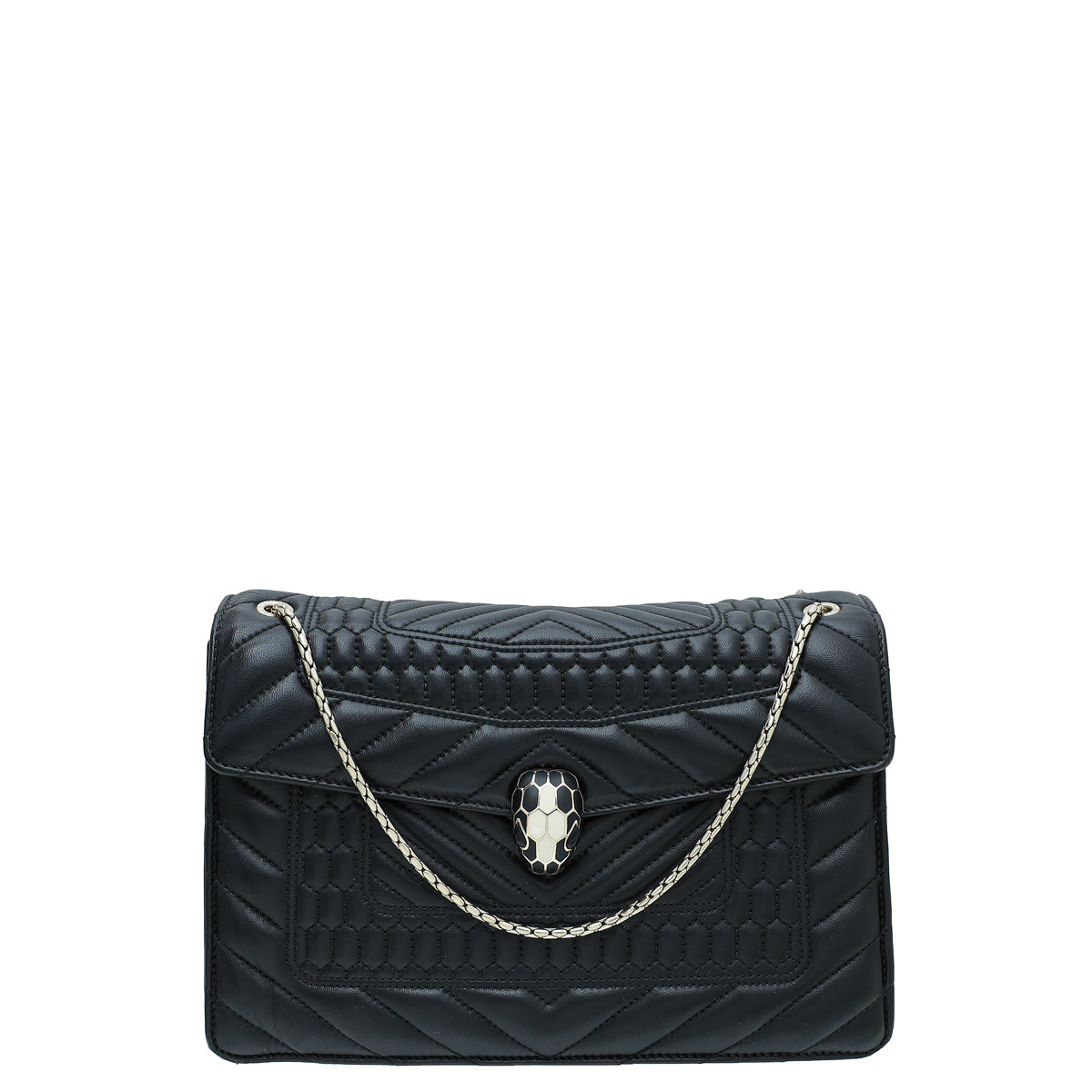 Bvlgari Black Quilted Scaglie Serpenti Forever Medium Flap Bag-Bvlgari-THE CLOSET