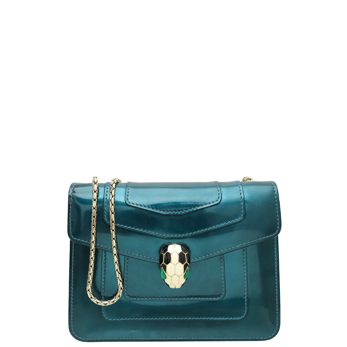 Bvlgari Patent Teal Serpenti Forever Shoulder Bag-Bvlgari-THE CLOSET
