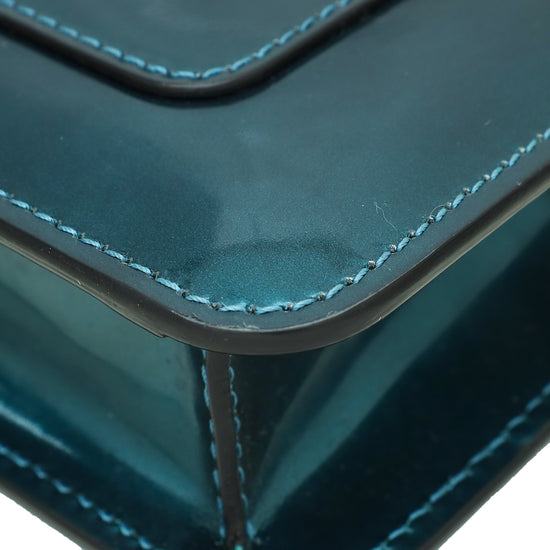 Bvlgari Patent Teal Serpenti Forever Shoulder Bag