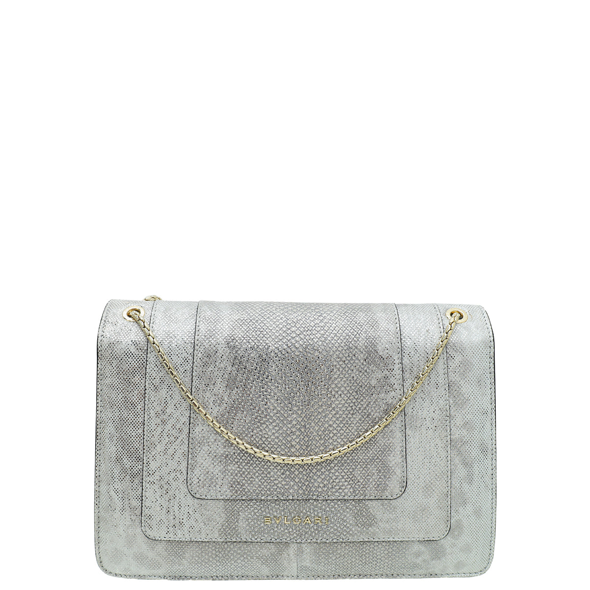 Bvlgari Serpenti Metallic Grey Karung Forever Medium Shoulder Bag-Bvlgari-THE CLOSET