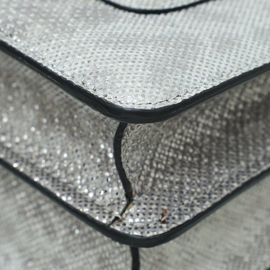 Bvlgari Serpenti Metallic Grey Karung Forever Medium Shoulder Bag