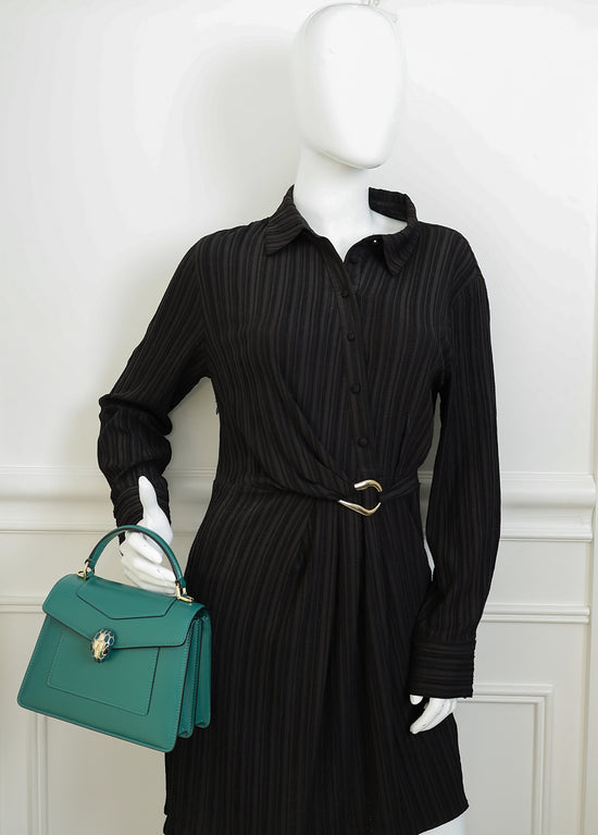 Bvlgari Green Serpenti Forever Medium Top Handle Bag