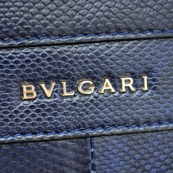 Bvlgari Navy Blue Karung Serpenti Forever Top Handle Bag