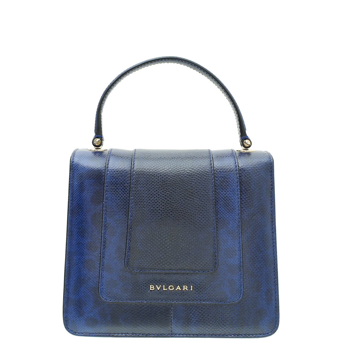 Bvlgari Navy Blue Karung Serpenti Forever Top Handle Bag