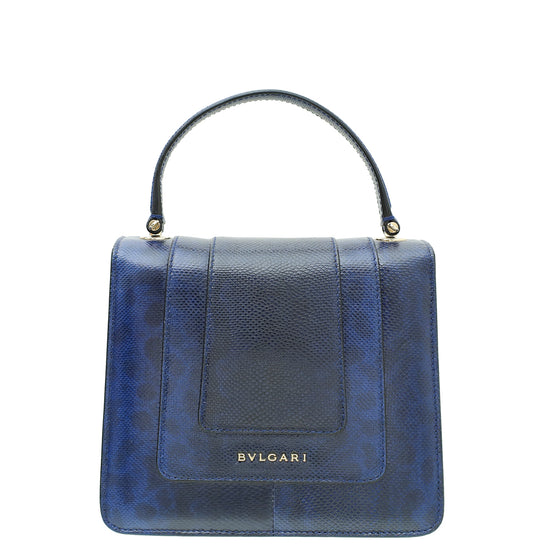 Bvlgari Navy Blue Karung Serpenti Forever Top Handle Bag