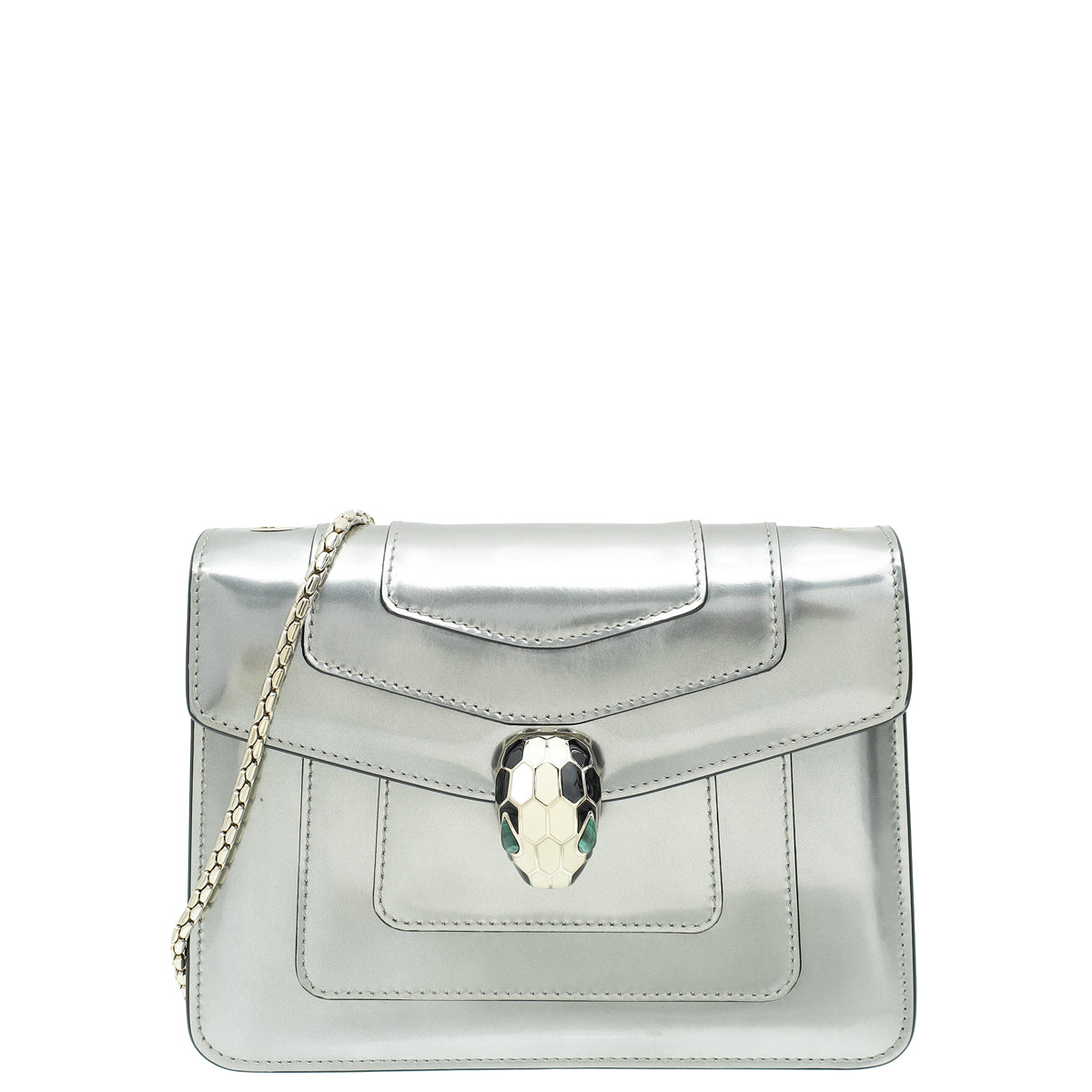 Bvlgari Silver Grey Serpenti Forever Small Crossbody Bag