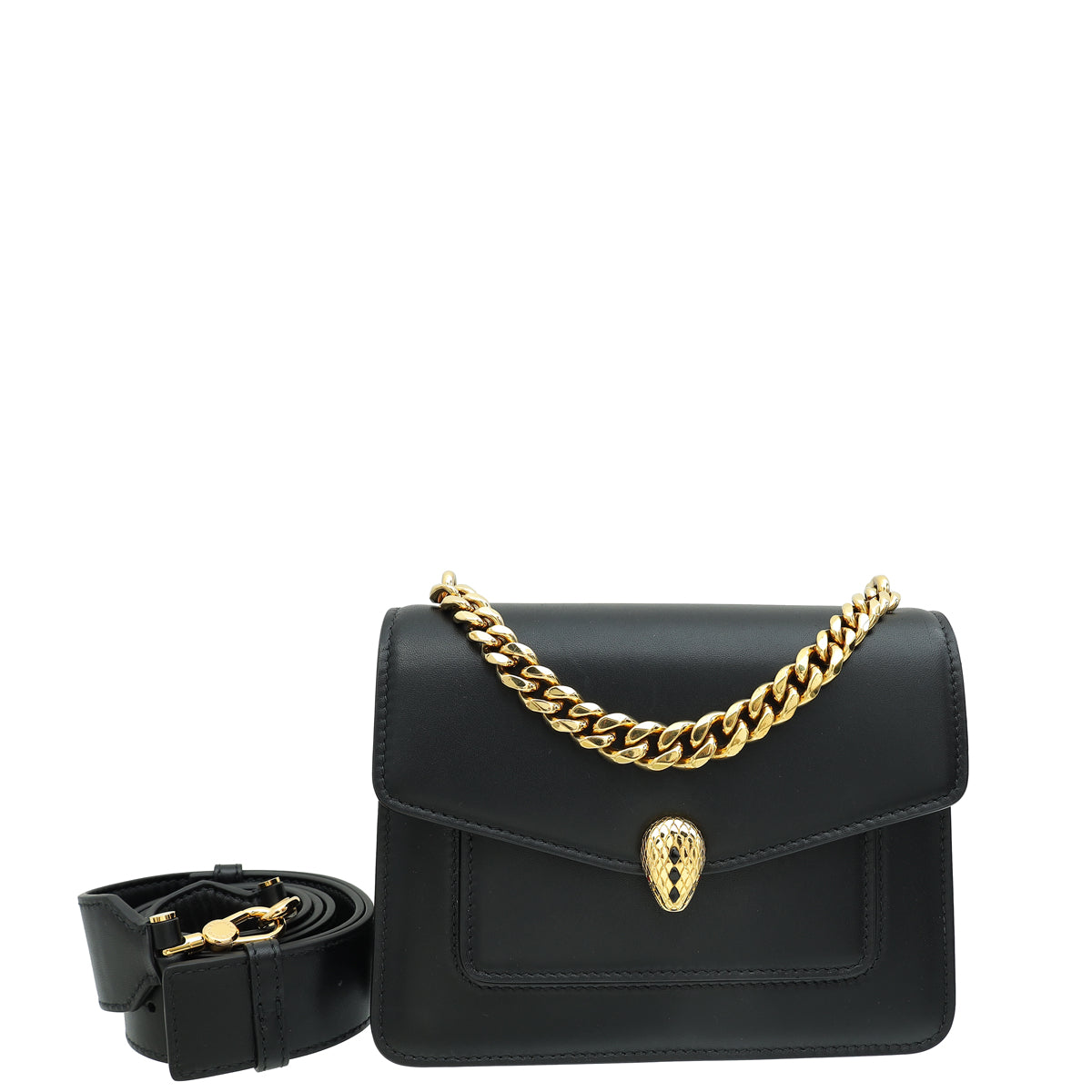 Bvlgari Black Serpenti Forever Chain Top Handle Flap Small Bag-Bvlgari-THE CLOSET