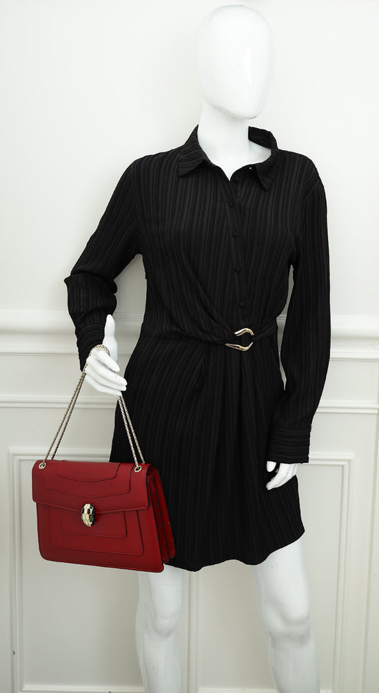 Bvlgari Dark Red Serpenti Forever Flap Shoulder Bag-Bvlgari-THE CLOSET