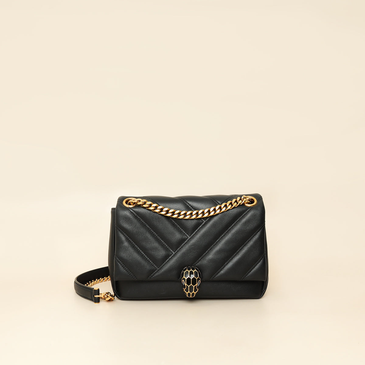 Bvlgari Black Serpenti Cabochon Small Shoulder Bag