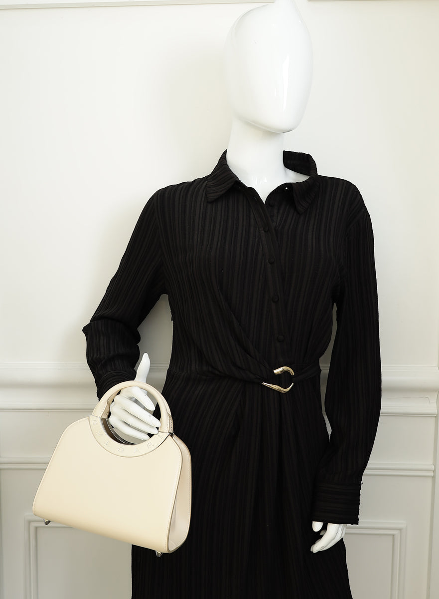 Bvlgari Ivory Bvlgari Roma Small Top Handle Bag