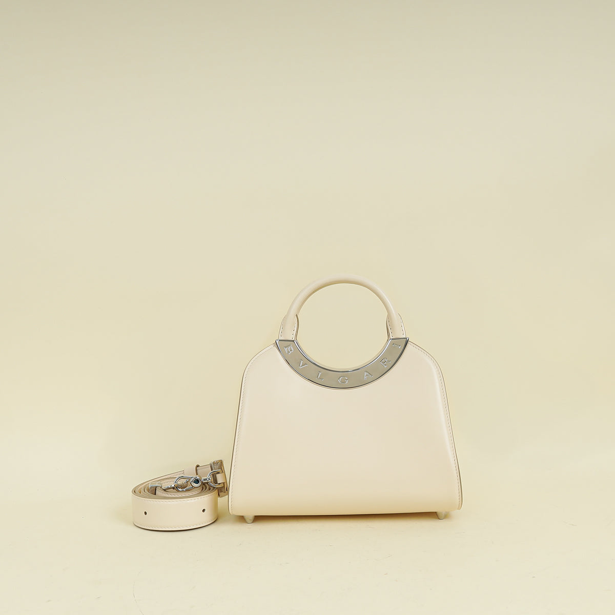 Bvlgari Ivory Bvlgari Roma Small Top Handle Bag