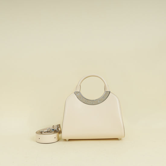 Bvlgari Ivory Bvlgari Roma Small Top Handle Bag
