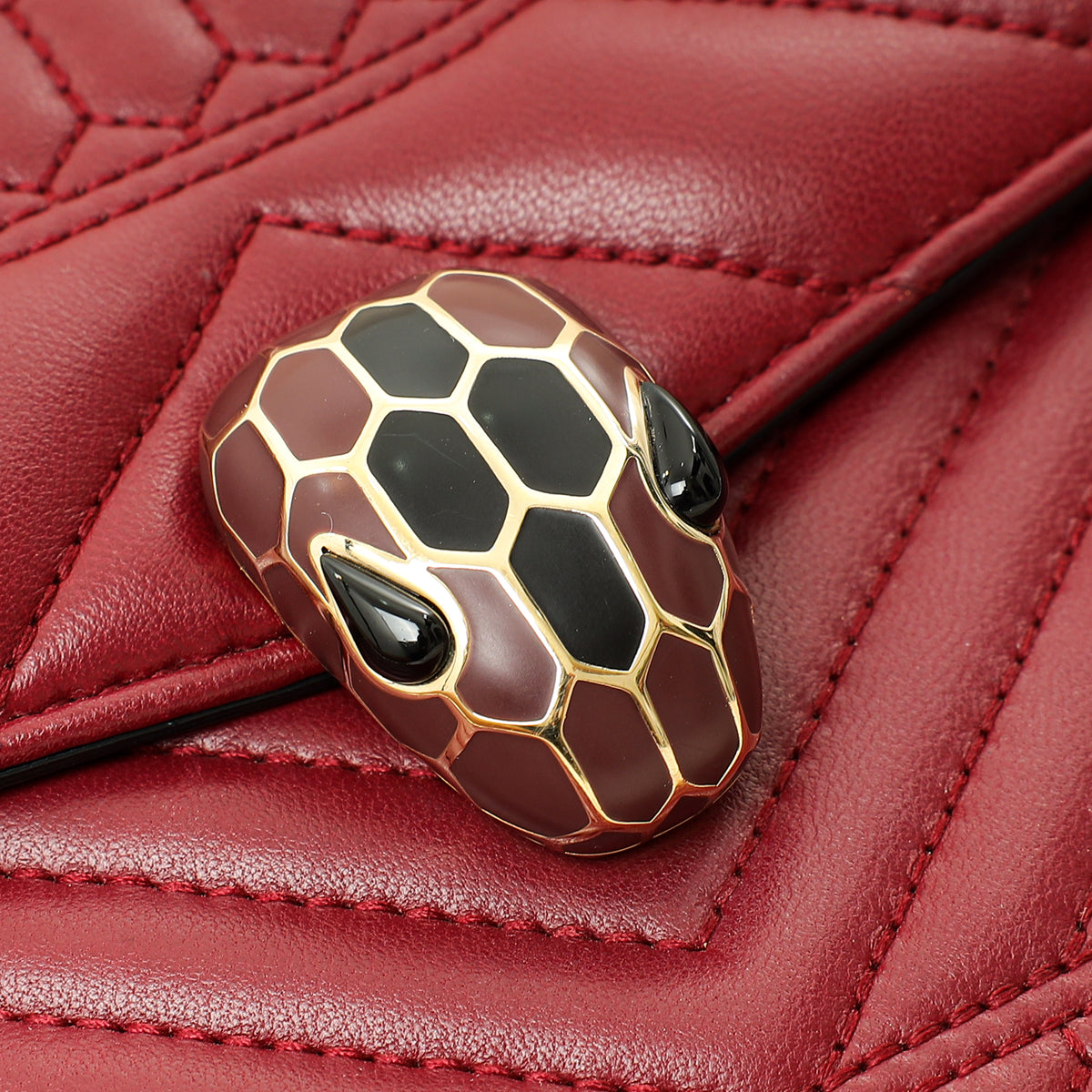 Bvlgari Burgundy Serpenti Forever Quilted Scaglie Flap Medium Bag-Bvlgari-THE CLOSET